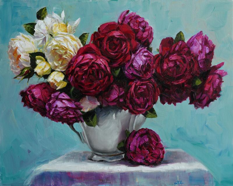 Red Yellow & Pink in White Jug