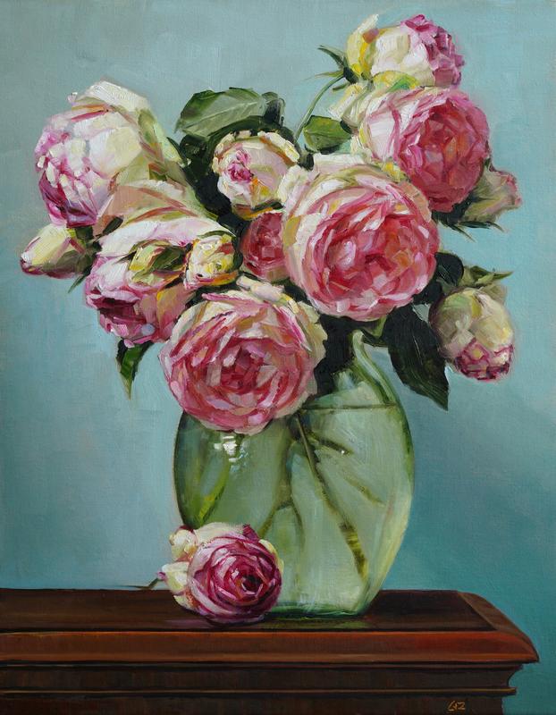 Sharifa Asma in Depression Glass Vase